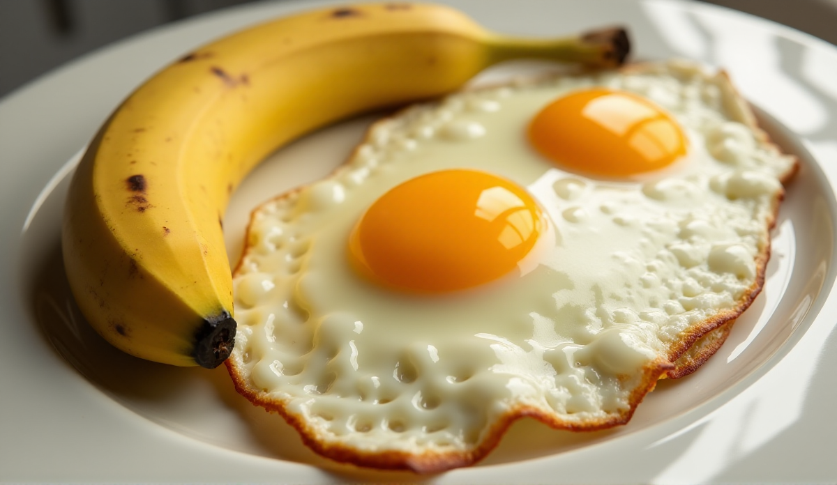 banana et oeufs au plat